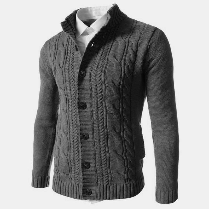 Men's elastic button cardigan sweater top