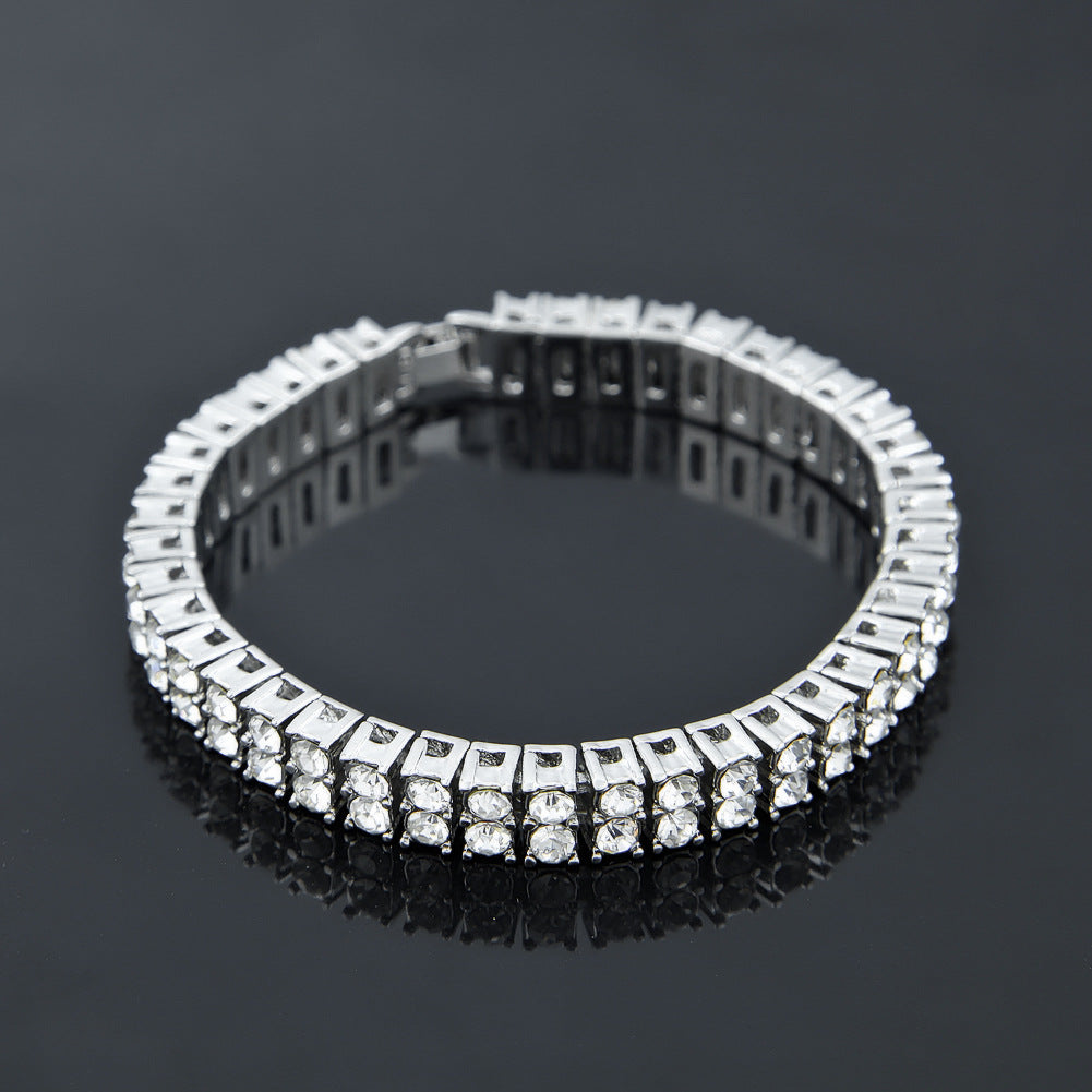 2 row bracelet men's rhinestone bracelet men's bracelet