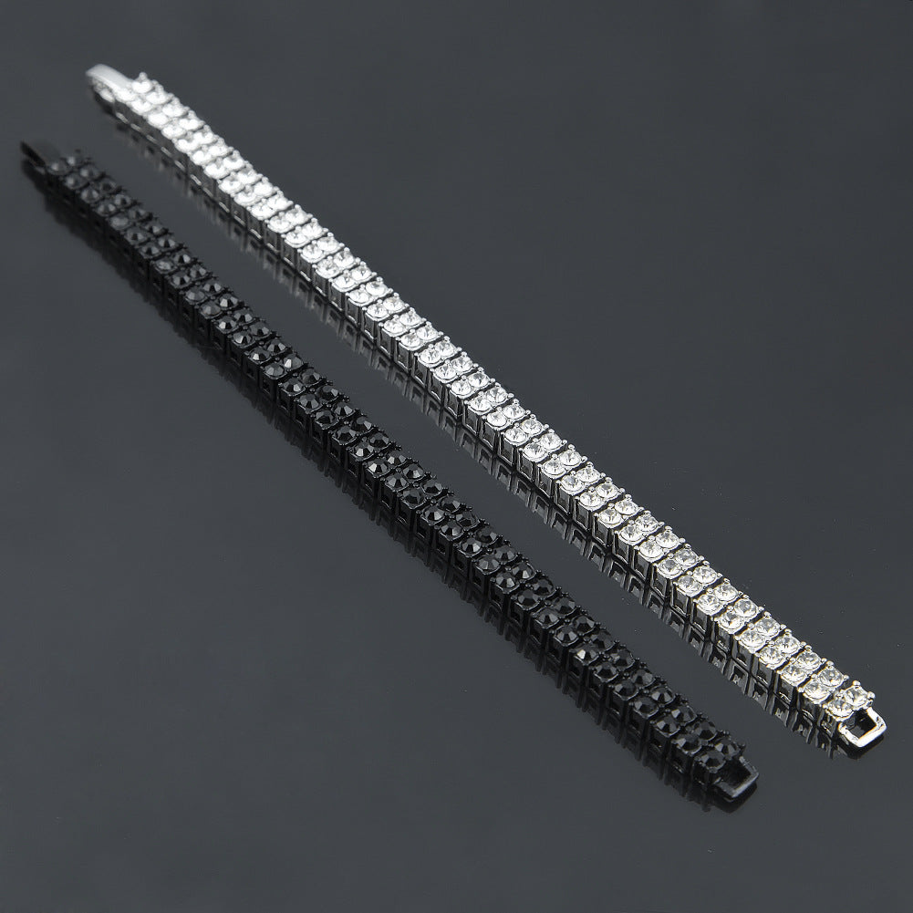 2 row bracelet men's rhinestone bracelet men's bracelet