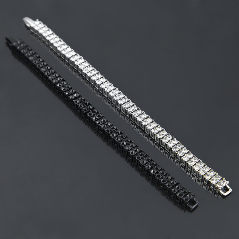 2 row bracelet men's rhinestone bracelet men's bracelet