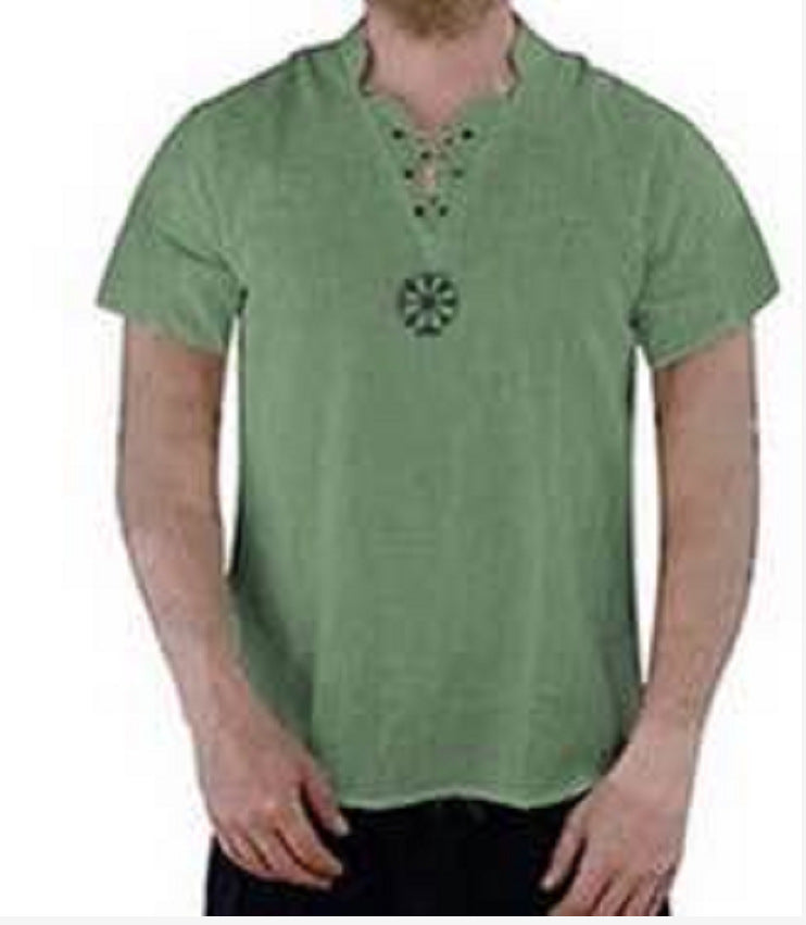 Men's Embroidered Stand Collar Shirt T-shirt