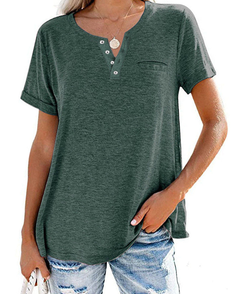 Women's Top Small V-Neck Short Sleeve Loose T-Shirt