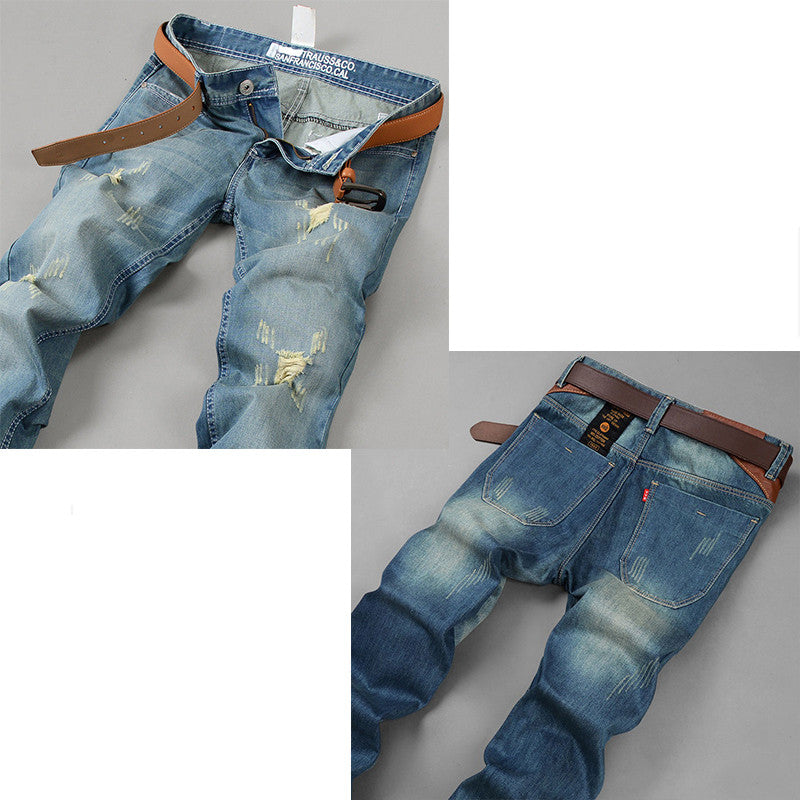 Men's Jeans Straight Loose Trend Wild Youth Tide Brand Casual Self-cultivation