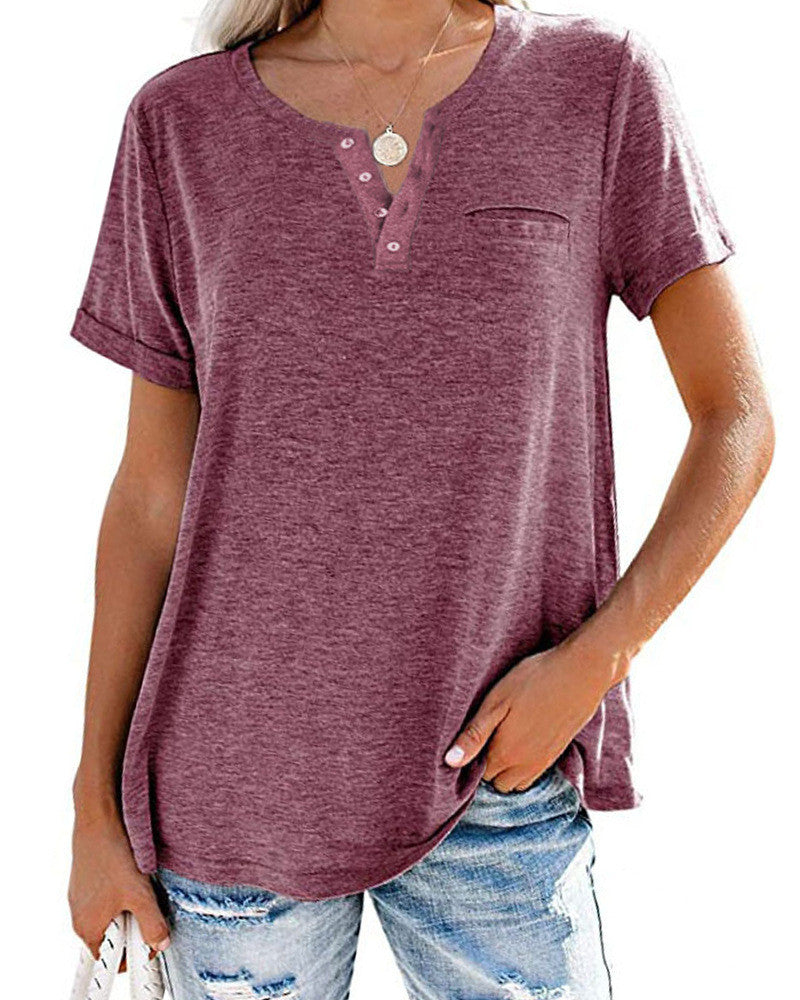 Women's Top Small V-Neck Short Sleeve Loose T-Shirt