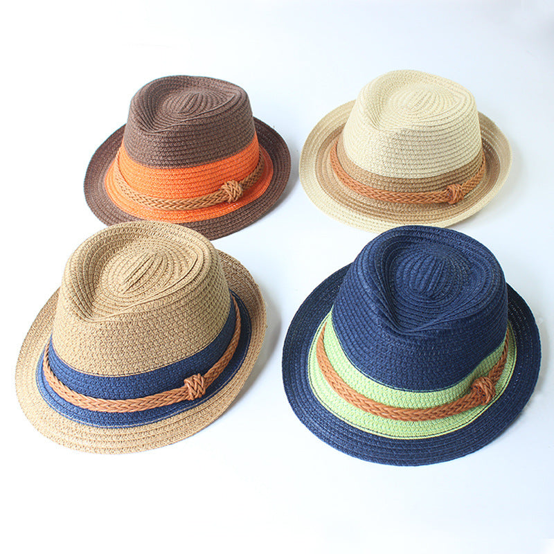 Male Contrasting Color Straw Hat Male Parent-child Straw Hat