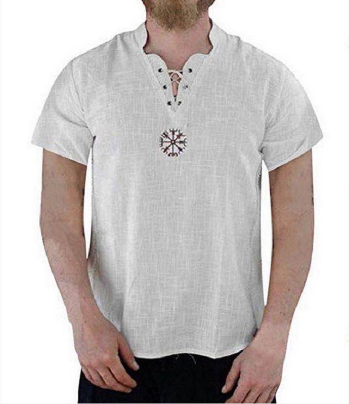 Men's Embroidered Stand Collar Shirt T-shirt