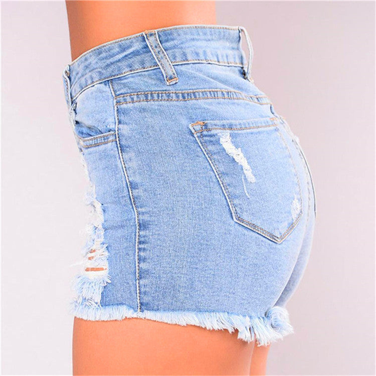 Summer New Style Female Ripped All-Match Denim Shorts