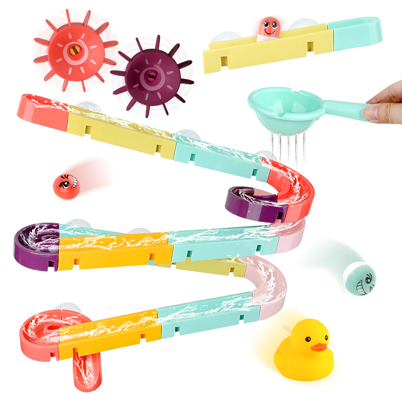 Kids Bath Toys Wall Suction Cup Marble Race Run Track Bathroom Bathtub Baby Play Water Games Toy Kit for Children