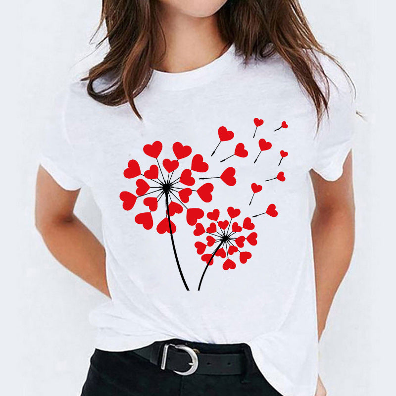 Cartoon Love Sweet Cute Short Sleeve