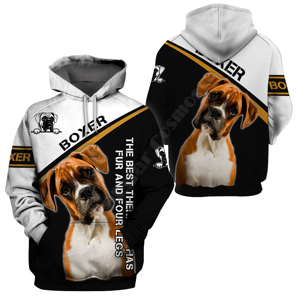 Digital Dog Print Men's Hooded Sweatshirt Jacket