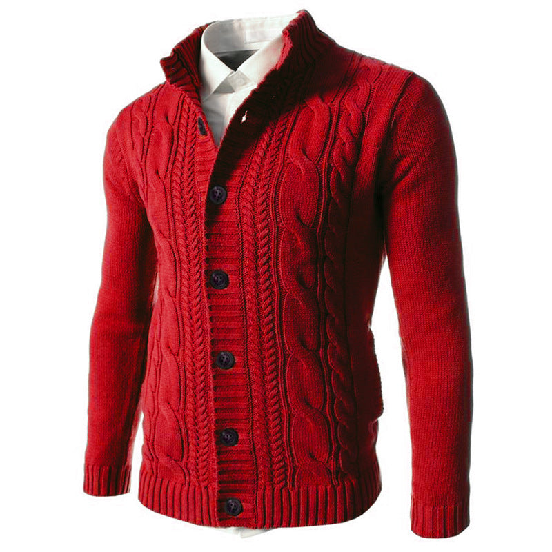 Men's elastic button cardigan sweater top