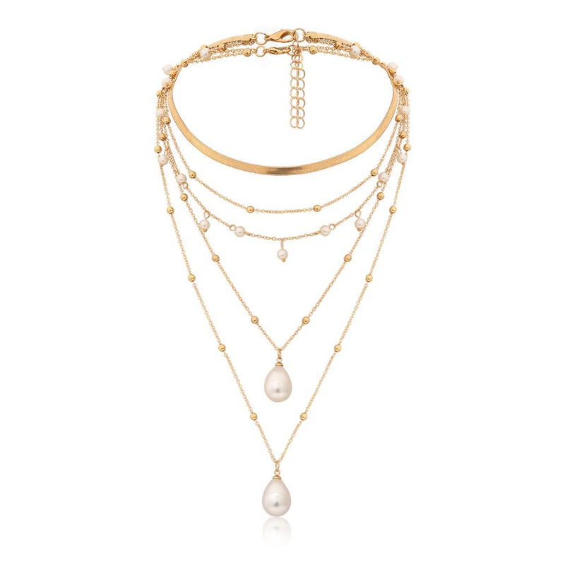Multi-element pearl necklace