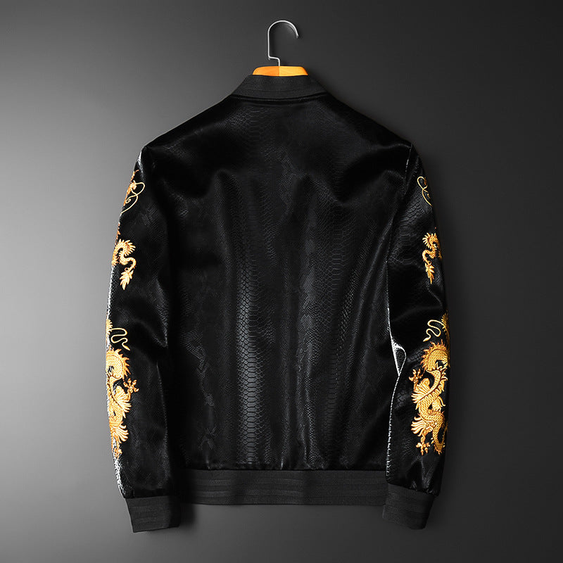 New Gold Embroidered Cardigan Baseball Collar Jacket