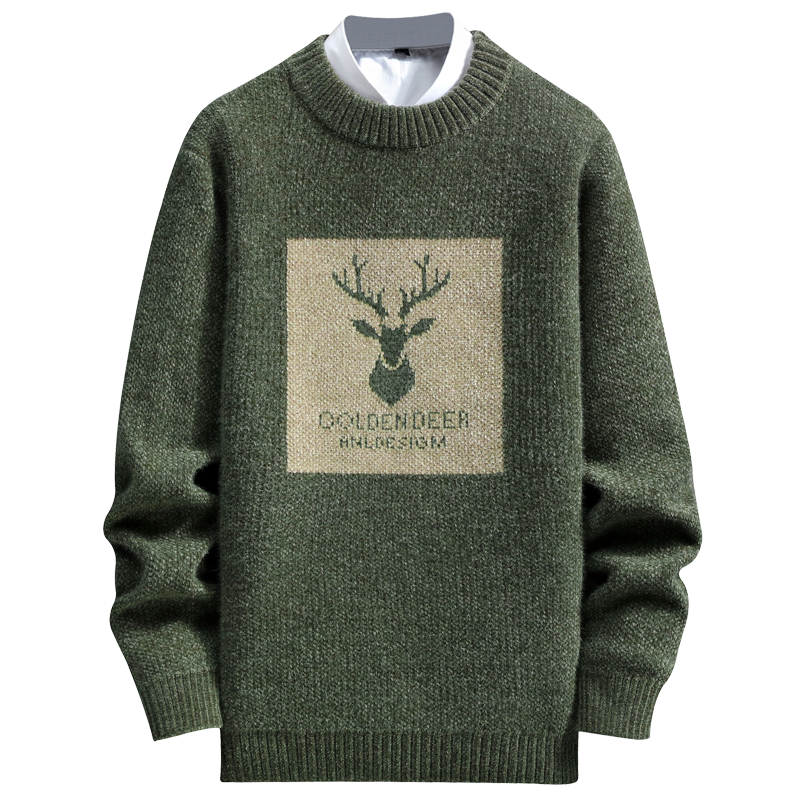 Men's Thickened Half High Collar Plus Velvet Sweater