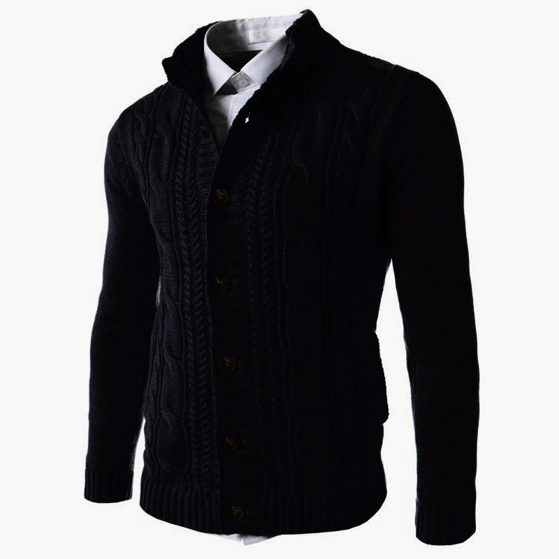 Men's elastic button cardigan sweater top