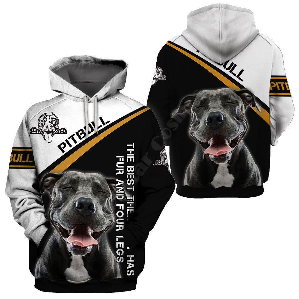 Digital Dog Print Men's Hooded Sweatshirt Jacket