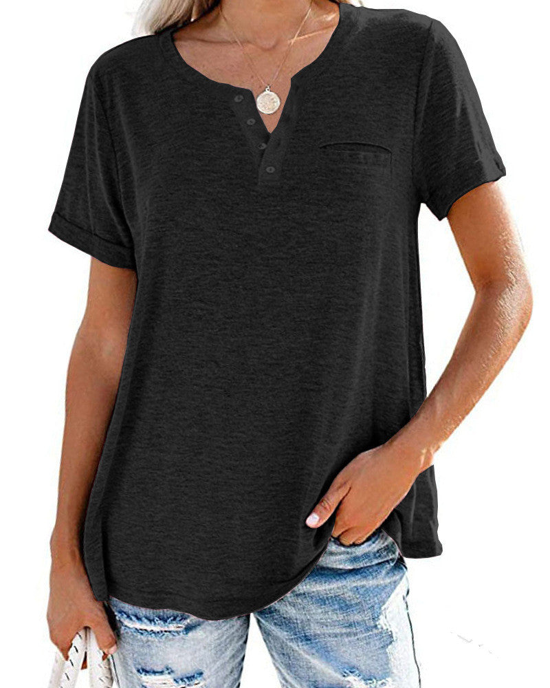 Women's Top Small V-Neck Short Sleeve Loose T-Shirt