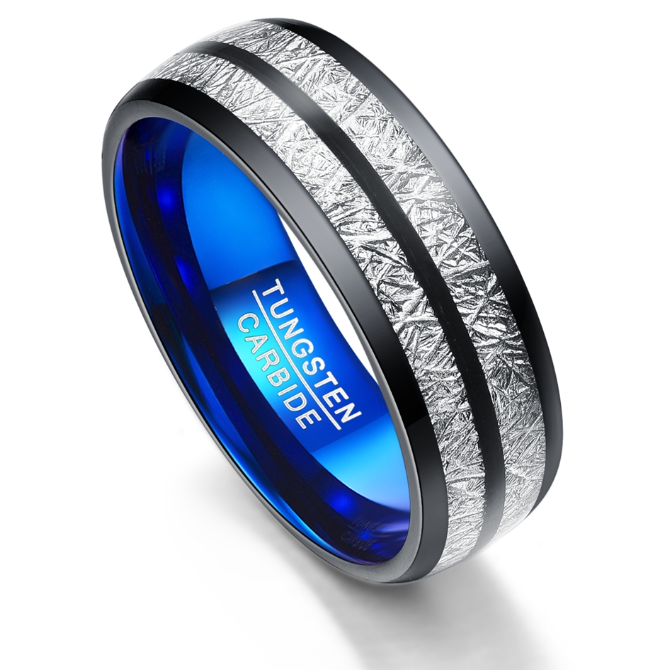 Wedding Band 8mm Width Men Women Rings Accessories Black Blue Tungsten Carbide Rings Couple Anillos Fashion Jewelry