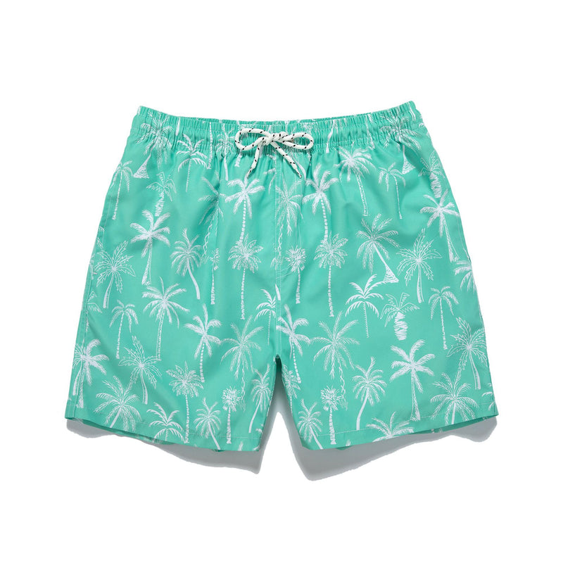 Summer New Men's Coconut Print Drawstring Loose Five-point Pants Leisure Vacation Ins Beach
