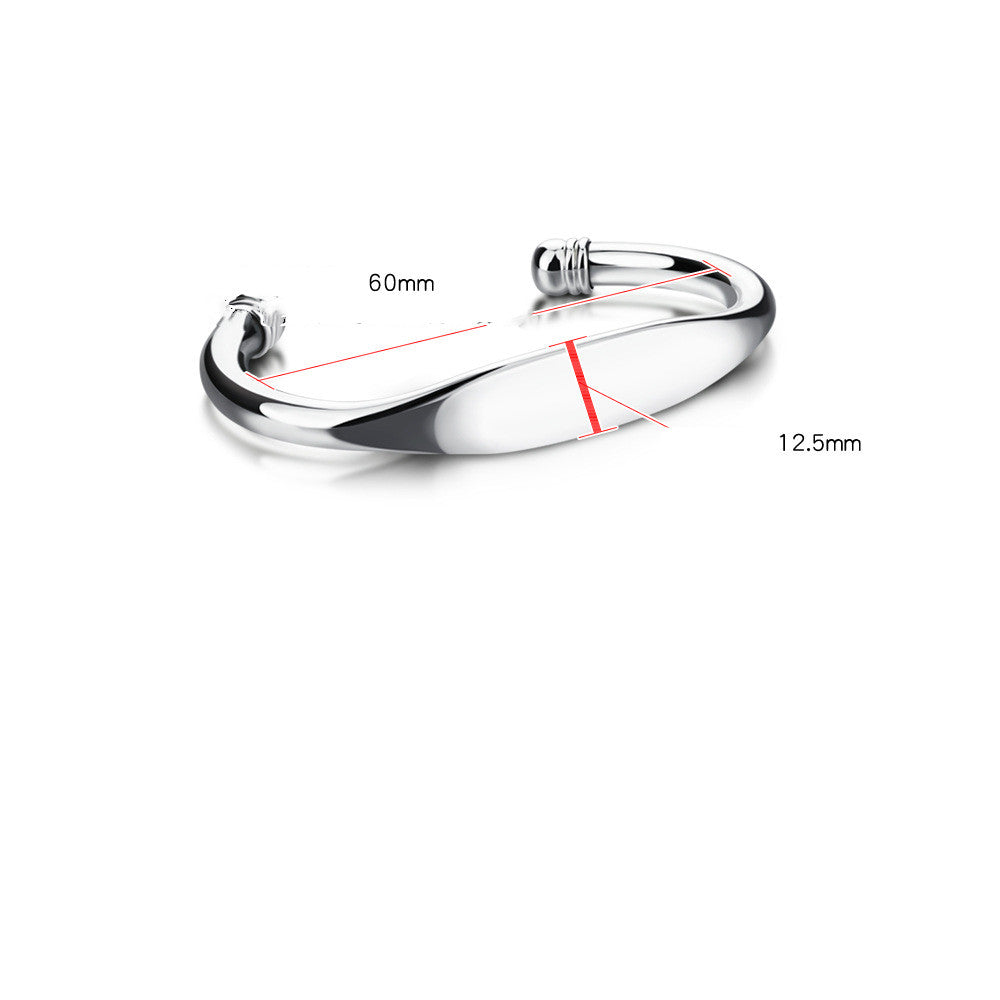 Fashionable Simple Glossy Bracelet 925 Silver Plated Men And Women Couple Bracelets