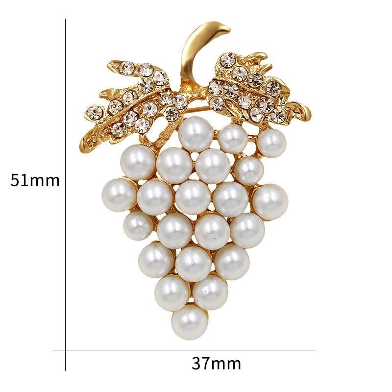 Fashion Crystal Grape Pearl Brooch