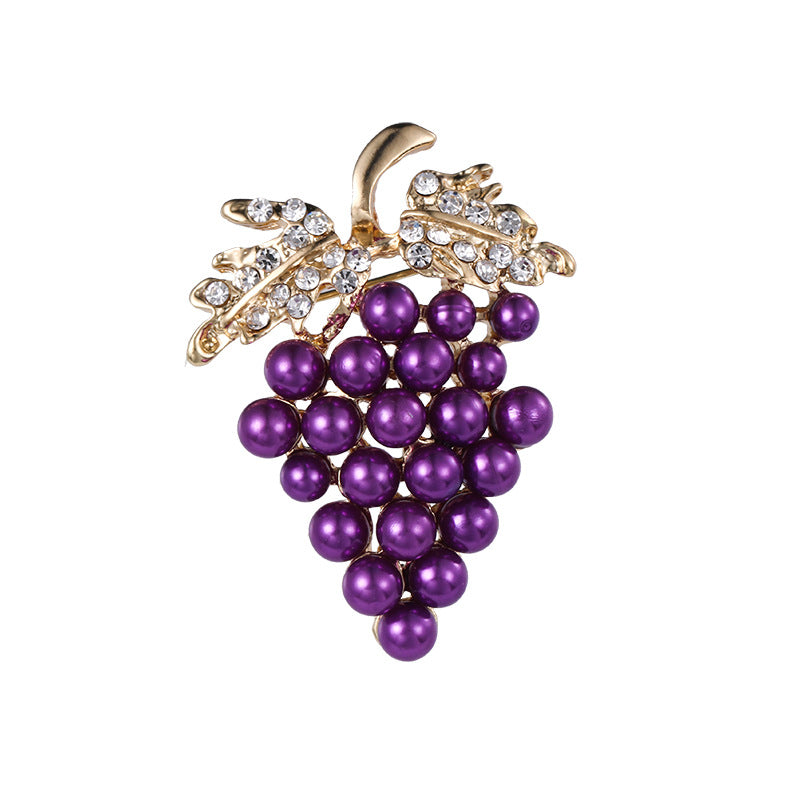 Fashion Crystal Grape Pearl Brooch