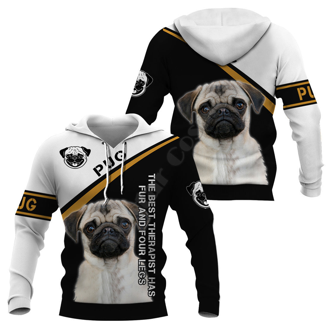 Digital Dog Print Men's Hooded Sweatshirt Jacket