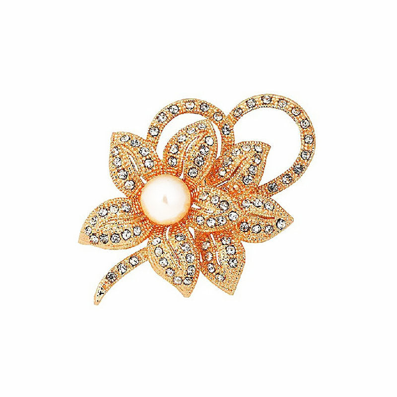 Fashion Crystal Pearl Bow Ladies Brooch Apparel