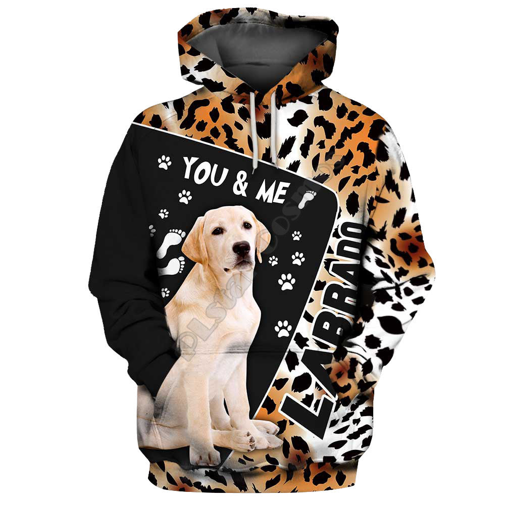 Digital Dog Print Men's Hooded Sweatshirt Jacket