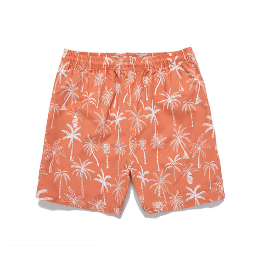 Summer New Men's Coconut Print Drawstring Loose Five-point Pants Leisure Vacation Ins Beach