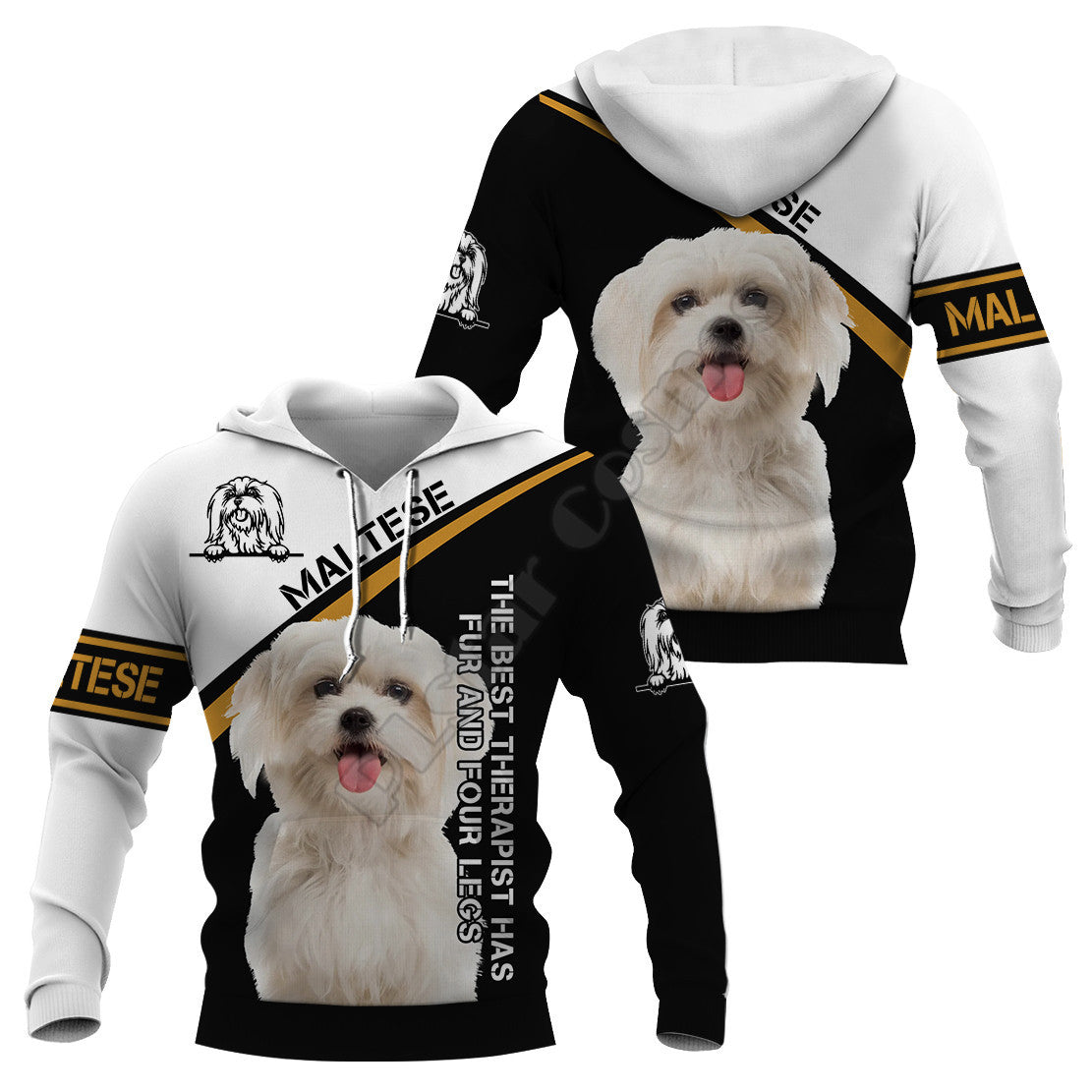 Digital Dog Print Men's Hooded Sweatshirt Jacket