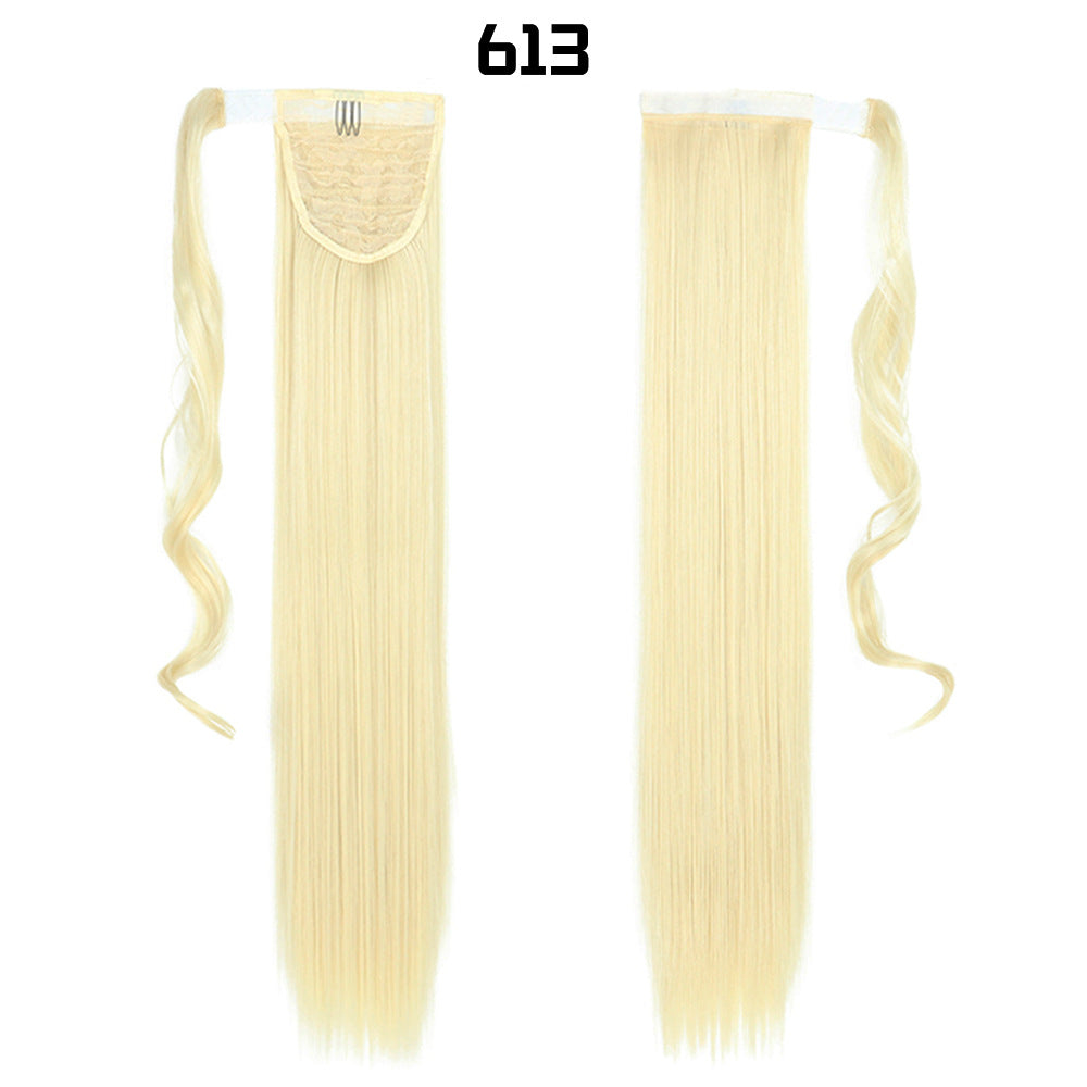 European And American Long Straight Hair Velcro Ponytail