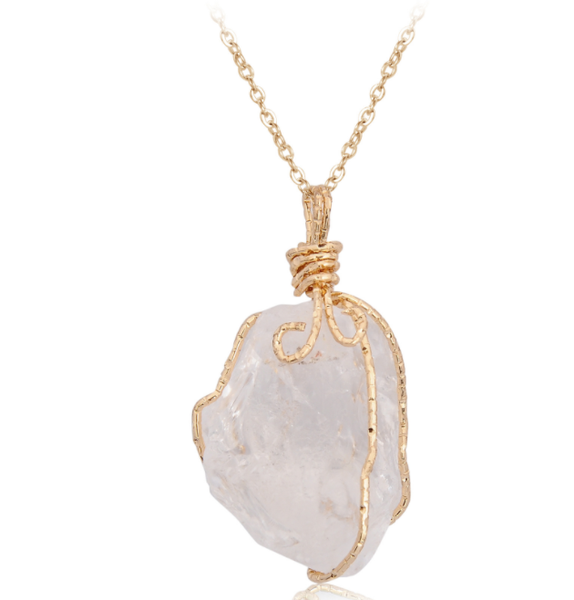 Natural stone pendant irregular crystal rough necklace