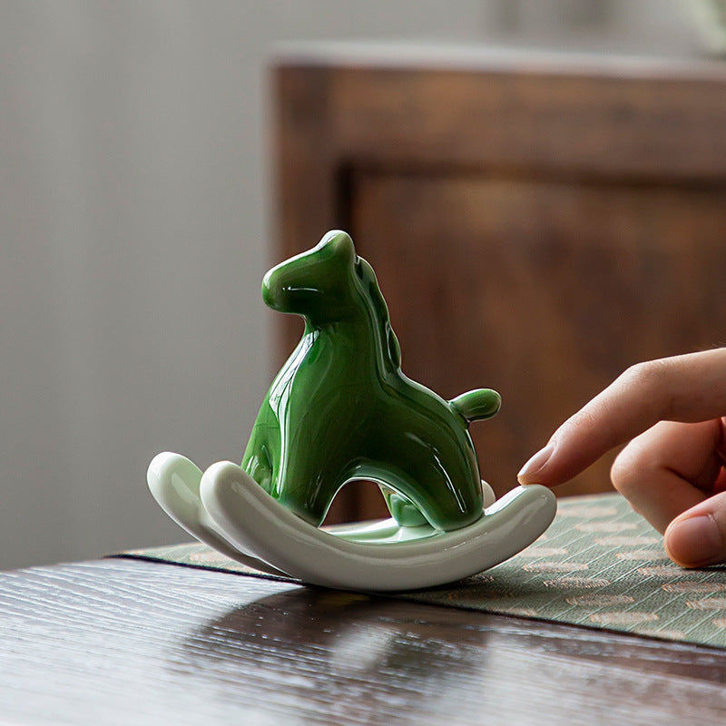 Ceramic Green Horse Tea Ornaments