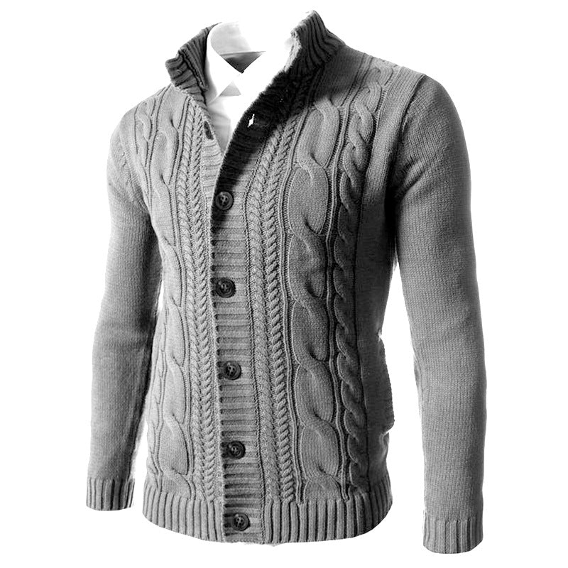 Men's elastic button cardigan sweater top