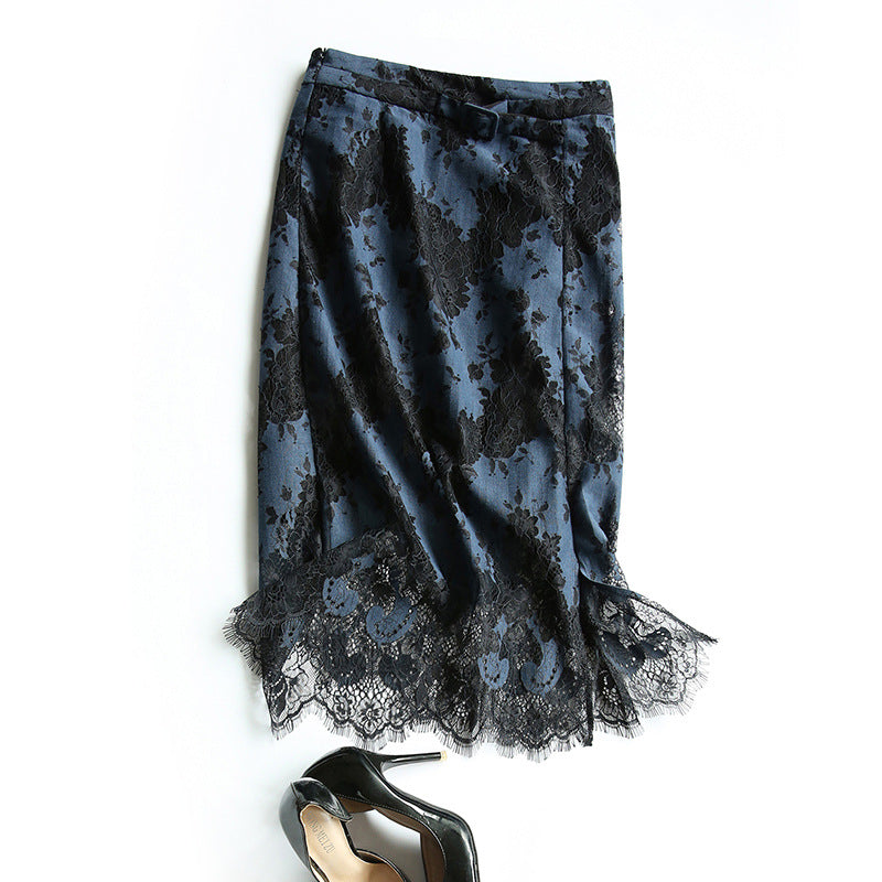 Temperament Commuter Ol Jacquard Lace Skirt