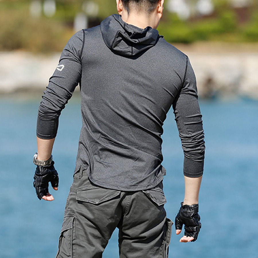 Sports Long-sleeved Men's Hooded Sweater Fitness Quick-drying