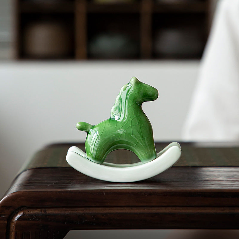 Ceramic Green Horse Tea Ornaments