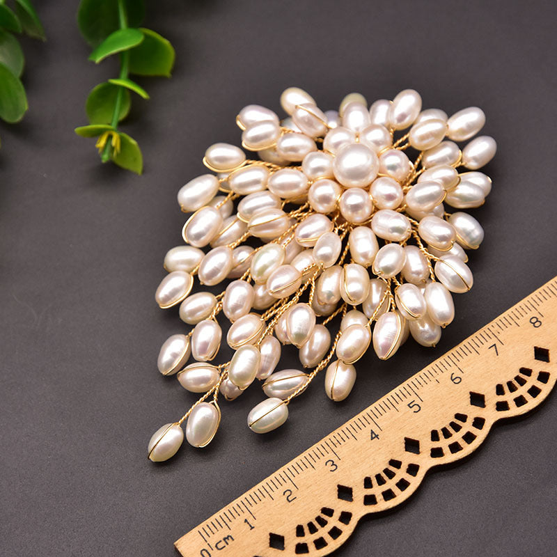 Natural Pearl Brooch Female European And American Retro Pure Hand-woven Pearl Brooch