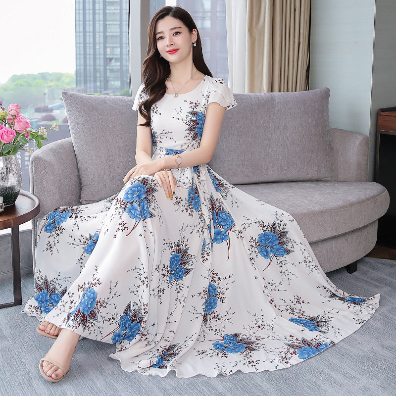 Printed Waist Slimming Holiday Dress