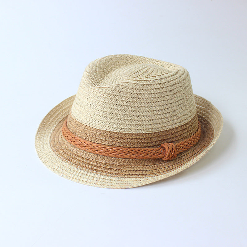 Male Contrasting Color Straw Hat Male Parent-child Straw Hat