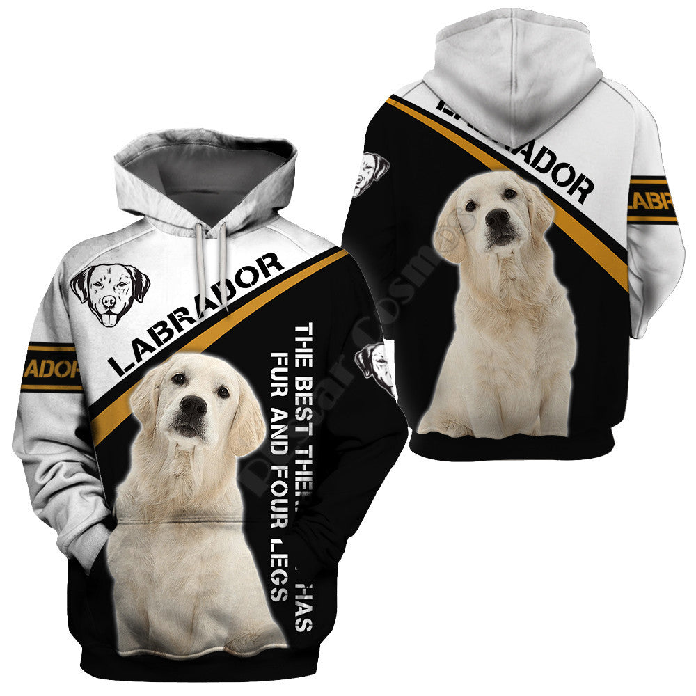 Digital Dog Print Men's Hooded Sweatshirt Jacket