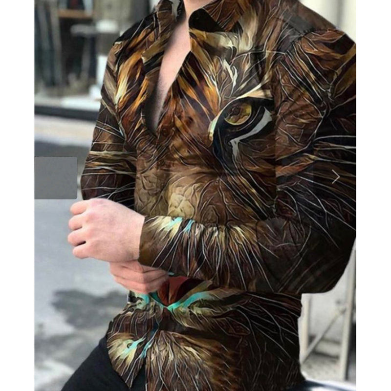Digital Positioning Printing Casual Men's Shirt
