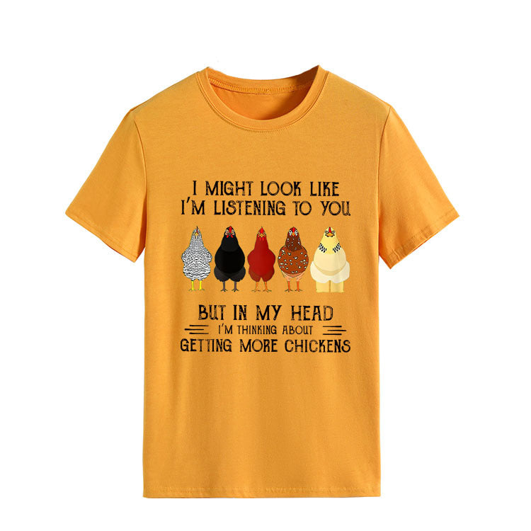Simple Round Neck Pullover Blouse Print T-shirt