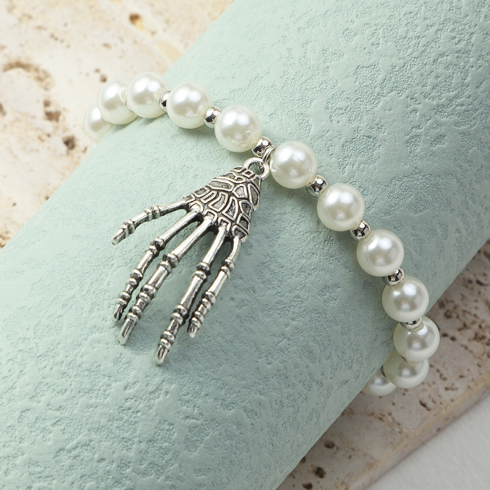 Ghost Claw Pendant Bracelet Pearl Bracelet