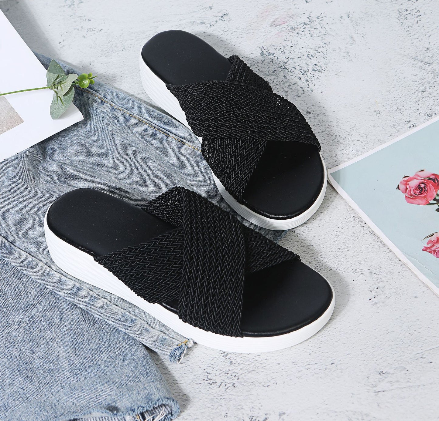 Women's Round Head Platform Sandals And Slippers