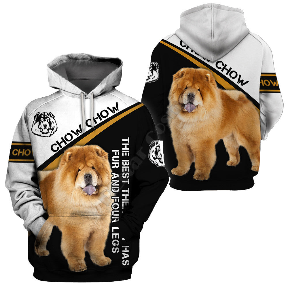 Digital Dog Print Men's Hooded Sweatshirt Jacket