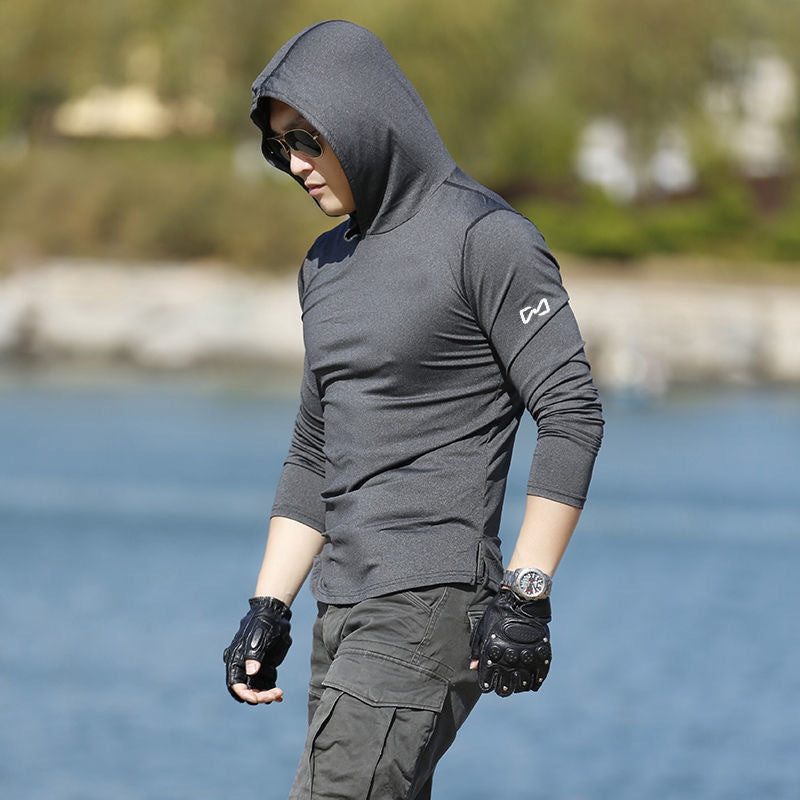 Sports Long-sleeved Men's Hooded Sweater Fitness Quick-drying