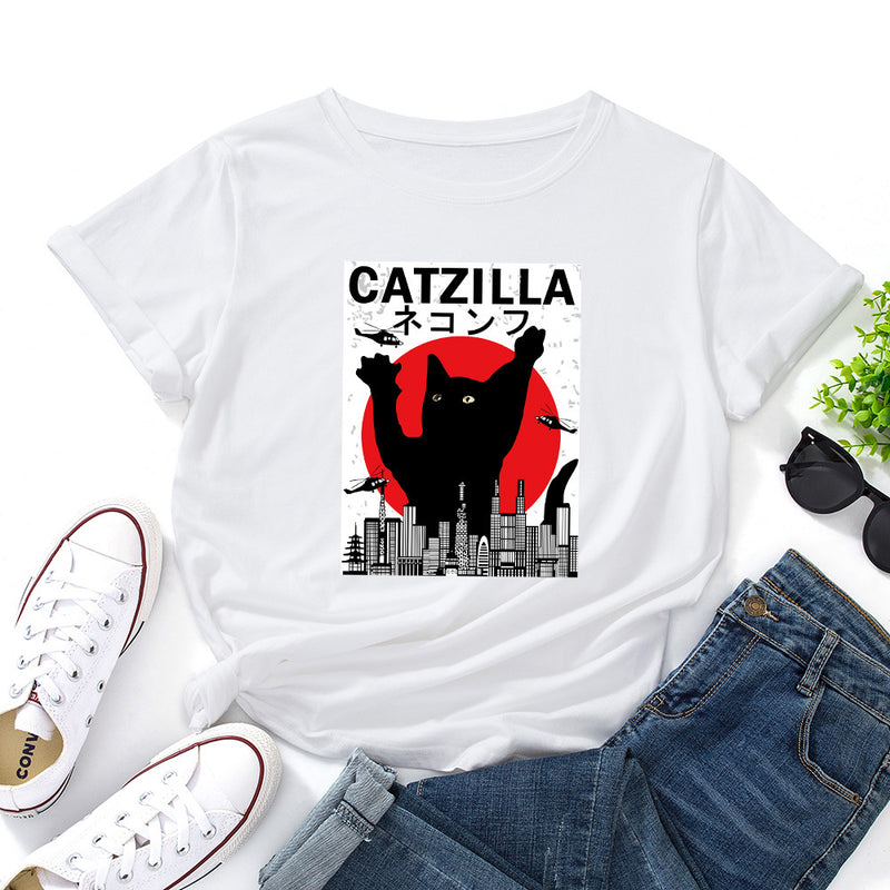 Casual Loose Round Neck Cotton Short-sleeved T-shirt