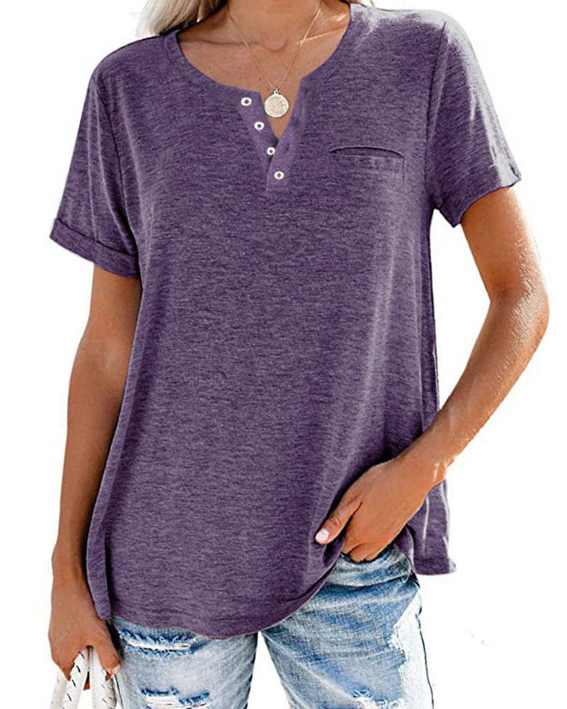 Women's Top Small V-Neck Short Sleeve Loose T-Shirt